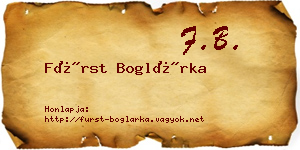 Fürst Boglárka névjegykártya